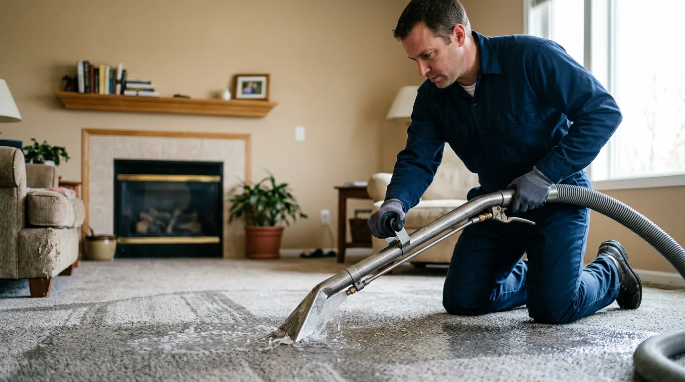 Water damage restoration technician working near Bloomingburg, OH